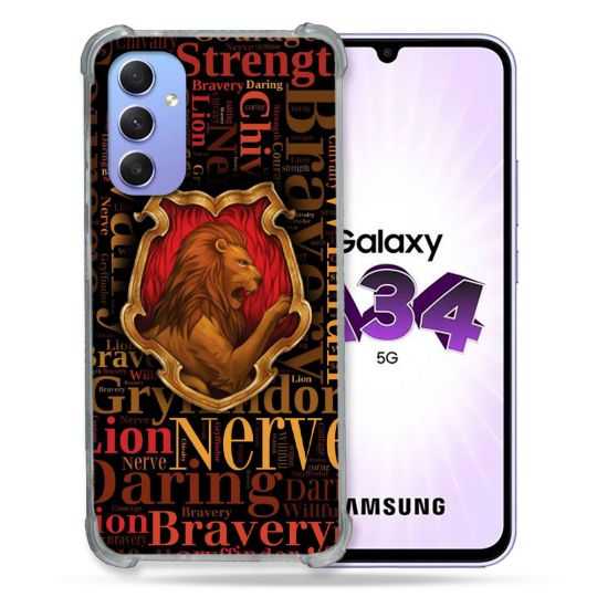Coque Renforcée En Verre Trempé Pour Samsung Galaxy A34 5G Harry Potter Griffondor