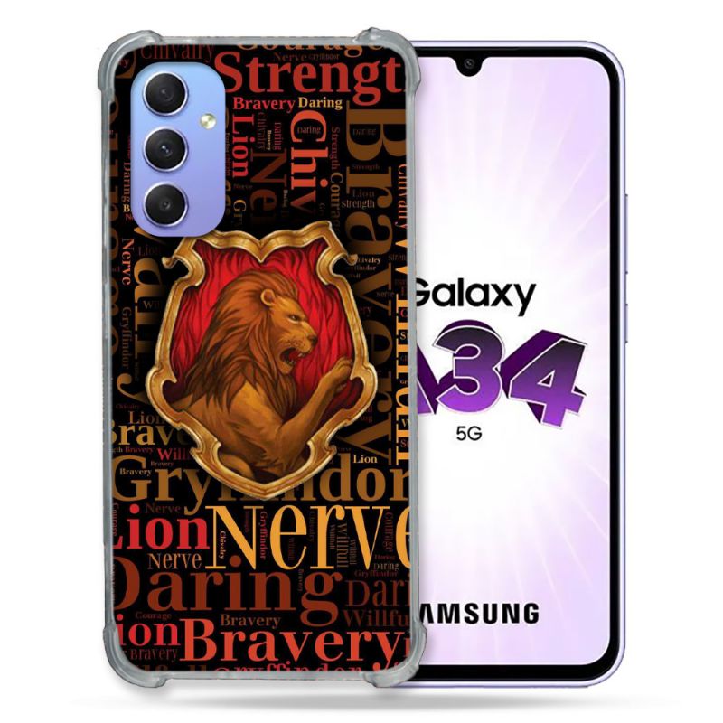 Coque Renforcée En Verre Trempé Pour Samsung Galaxy A34 5G Harry Potter Griffondor