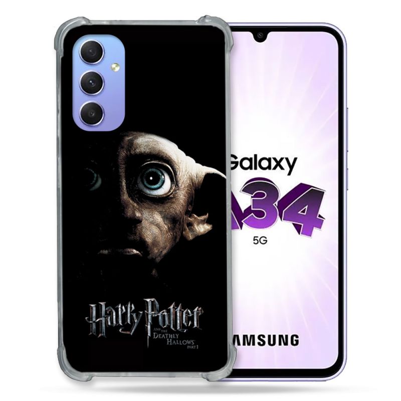 Coque Renforcée En Verre Trempé Pour Samsung Galaxy A34 5G Harry Potter Hollows Dobby