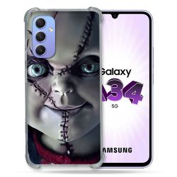 Coque Renforcée En Verre Trempé Pour Samsung Galaxy A34 5G Horreur Chucky Cicatrice