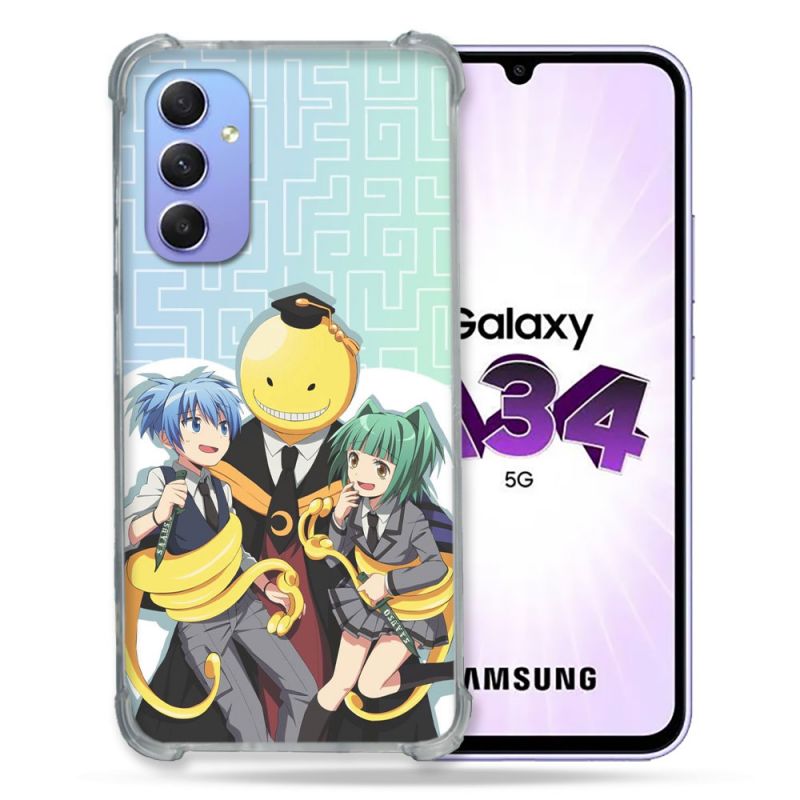 Coque Renforcée En Verre Trempé Pour Samsung Galaxy A34 5G Manga Assassination Classroom Kuro Trio