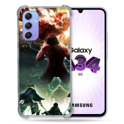 Coque Renforcée En Verre Trempé Pour Samsung Galaxy A34 5G Manga Attaque Titans Combat