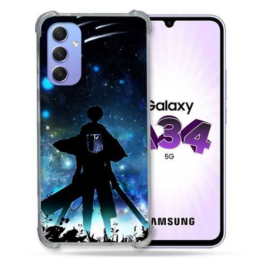 Coque Renforcée En Verre Trempé Pour Samsung Galaxy A34 5G Manga Attaque Titans Levi