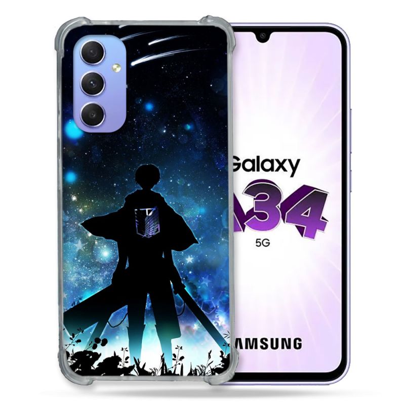 Coque Renforcée En Verre Trempé Pour Samsung Galaxy A34 5G Manga Attaque Titans Levi