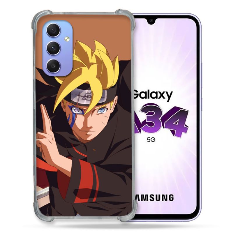 Coque Renforcée En Verre Trempé Pour Samsung Galaxy A34 5G Manga Boruto Signe