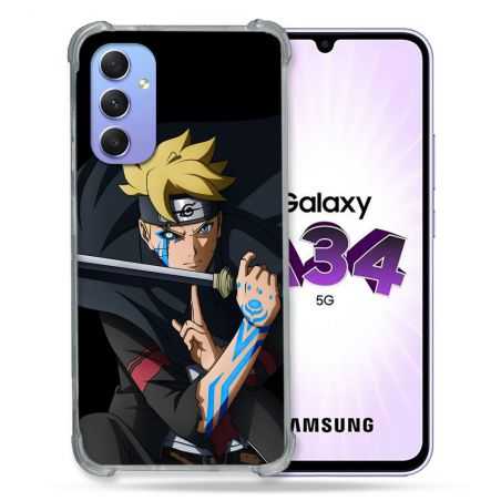 Coque Renforcée En Verre Trempé Pour Samsung Galaxy A34 5G Manga Boruto Tatouage