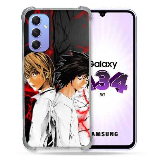 Coque Renforcée En Verre Trempé Pour Samsung Galaxy A34 5G Manga Death Note Duo