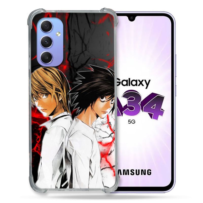 Coque Renforcée En Verre Trempé Pour Samsung Galaxy A34 5G Manga Death Note Duo