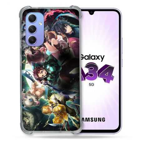 Coque Renforcée En Verre Trempé Pour Samsung Galaxy A34 5G Manga Demon Slayer Groupe