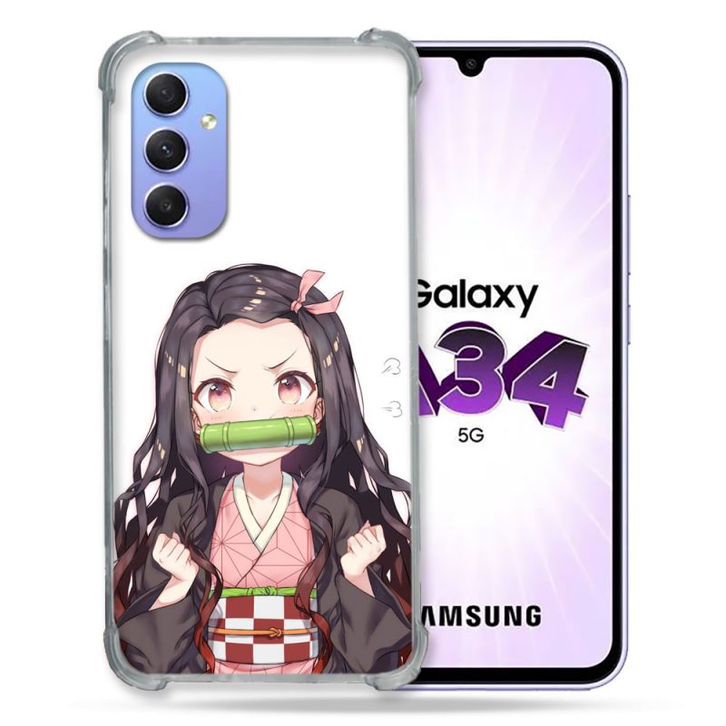 Coque Renforcée En Verre Trempé Pour Samsung Galaxy A34 5G Manga Demon Slayer Nezuko