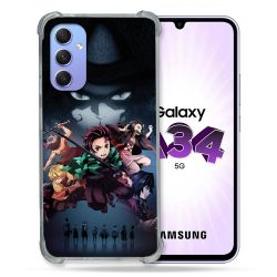 Coque Renforcée En Verre Trempé Pour Samsung Galaxy A34 5G Manga Demon Slayer Noir