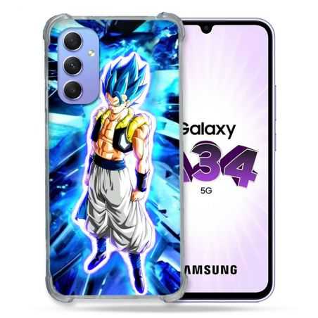 Coque Renforcée En Verre Trempé Pour Samsung Galaxy A34 5G Manga Dragon Ball Gogeta Lumiere