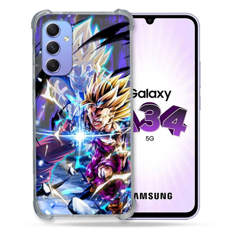 Coque Renforcée En Verre Trempé Pour Samsung Galaxy A34 5G Manga Dragon Ball Sangohan Duo