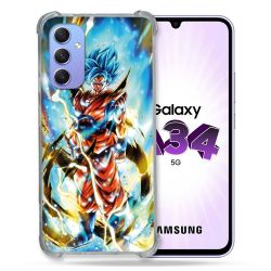 Coque Renforcée En Verre Trempé Pour Samsung Galaxy A34 5G Manga Dragon Ball Sangoku Blanc