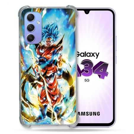 Coque Renforcée En Verre Trempé Pour Samsung Galaxy A34 5G Manga Dragon Ball Sangoku Blanc