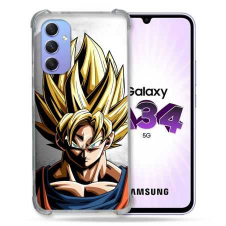 Coque Renforcée En Verre Trempé Pour Samsung Galaxy A34 5G Manga Dragon Ball Sangoku Portrait