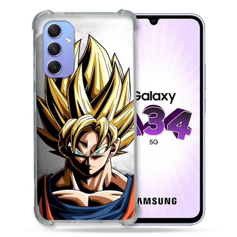 Coque Renforcée En Verre Trempé Pour Samsung Galaxy A34 5G Manga Dragon Ball Sangoku Portrait