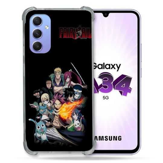 Coque Renforcée En Verre Trempé Pour Samsung Galaxy A34 5G Manga Fairy Tail Logo Team