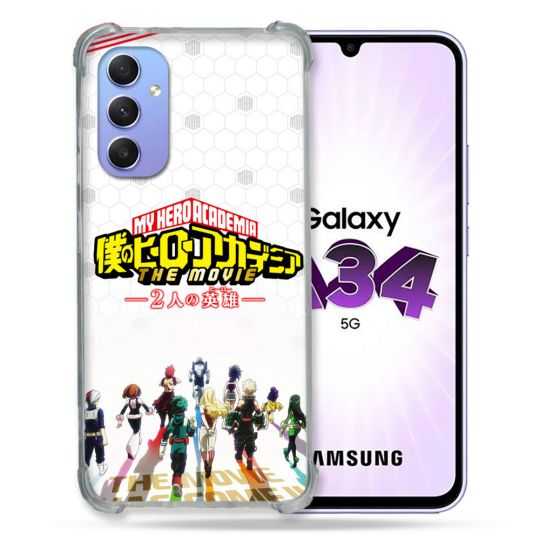 Coque Renforcée En Verre Trempé Pour Samsung Galaxy A34 5G Manga My Hero Academia Blanc