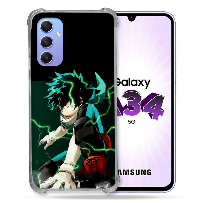 Coque Renforcée En Verre Trempé Pour Samsung Galaxy A34 5G Manga My Hero Academia Deku