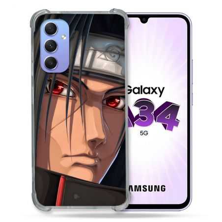 Coque Renforcée En Verre Trempé Pour Samsung Galaxy A34 5G Manga Naruto Itachi Visage