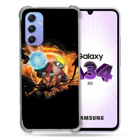 Coque Renforcée En Verre Trempé Pour Samsung Galaxy A34 5G Manga Naruto Noir