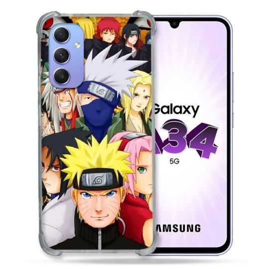 Coque Renforcée En Verre Trempé Pour Samsung Galaxy A34 5G Manga Naruto Team