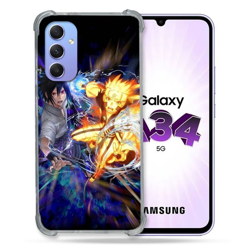 Coque Renforcée En Verre Trempé Pour Samsung Galaxy A34 5G Manga Naruto VS