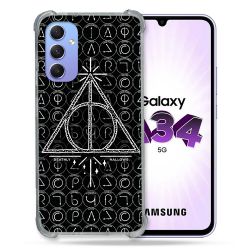 Coque Renforcée En Verre Trempé Pour Samsung Galaxy A34 5G Harry Potter Hollows Triangle Noir