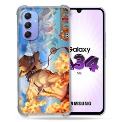 Coque Renforcée En Verre Trempé Pour Samsung Galaxy A34 5G Manga One Piece Ace Color