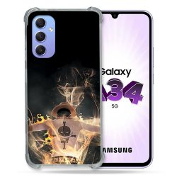 Coque Renforcée En Verre Trempé Pour Samsung Galaxy A34 5G Manga One Piece Ace Noir