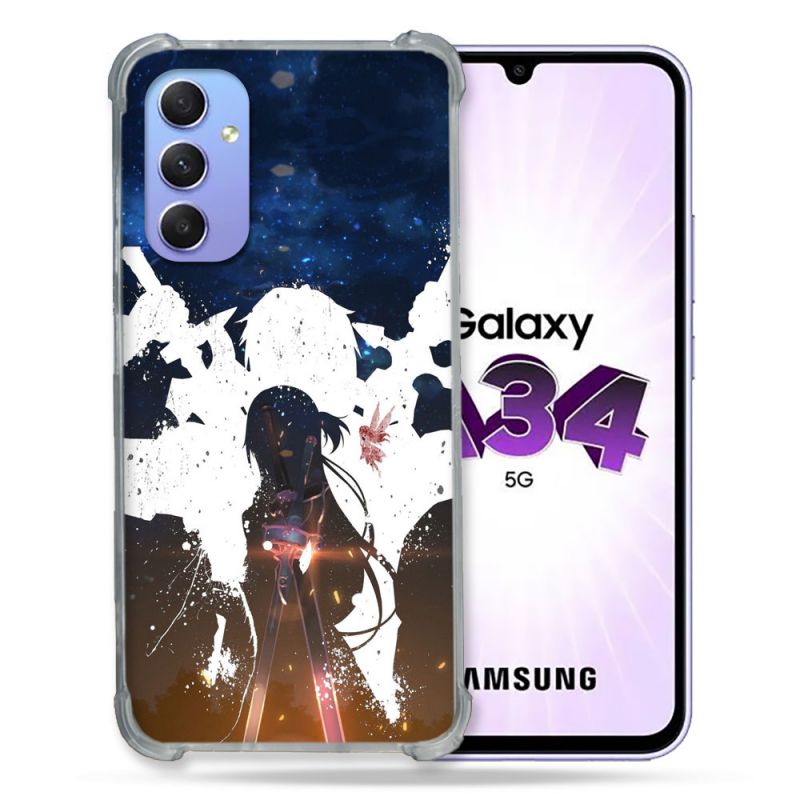Coque Renforcée En Verre Trempé Pour Samsung Galaxy A34 5G Manga SAO sword Art Online Asuna