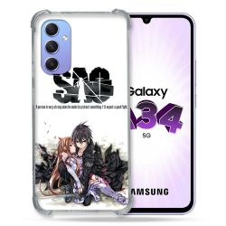 Coque Renforcée En Verre Trempé Pour Samsung Galaxy A34 5G Manga SAO sword Art Online Blanc