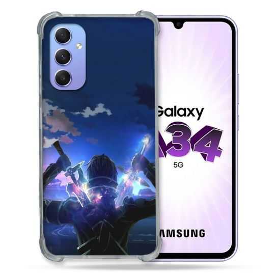 Coque Renforcée En Verre Trempé Pour Samsung Galaxy A34 5G Manga SAO sword Art Online Epee