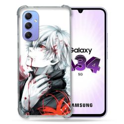 Coque Renforcée En Verre Trempé Pour Samsung Galaxy A34 5G Manga Tokyo Ghoul Kaneki Blanc