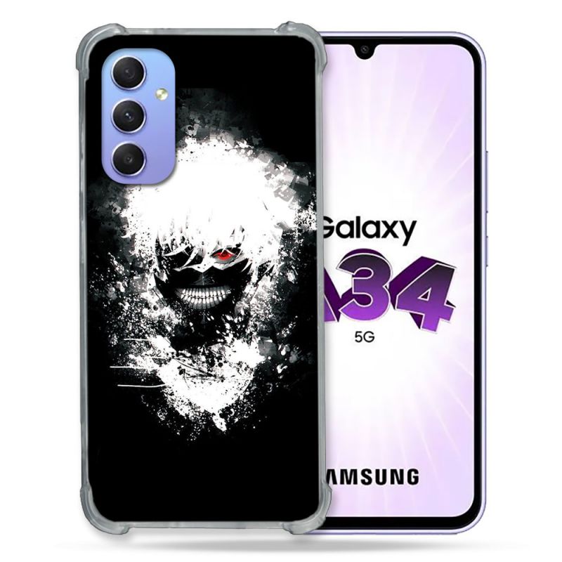 Coque Renforcée En Verre Trempé Pour Samsung Galaxy A34 5G Manga Tokyo Ghoul Kaneki Tag
