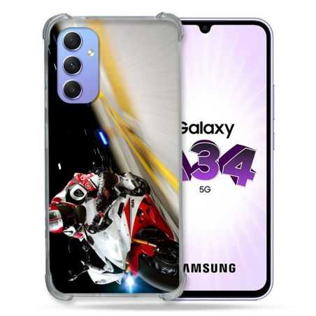 Coque Renforcée En Verre Trempé Pour Samsung Galaxy A34 5G Moto Course GP R6