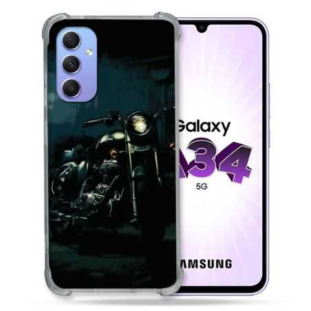 Coque Renforcée En Verre Trempé Pour Samsung Galaxy A34 5G Moto Harley Vintage