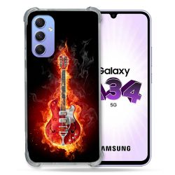 Coque Renforcée En Verre Trempé Pour Samsung Galaxy A34 5G Musique Guitare Electrique