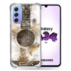 Coque Renforcée En Verre Trempé Pour Samsung Galaxy A34 5G Musique Guitare Tag