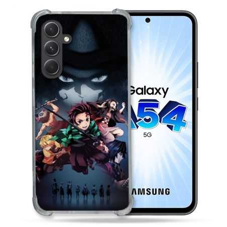 Coque Renforcée En Verre Trempé Pour Samsung Galaxy A54 5G Manga Demon Slayer Noir