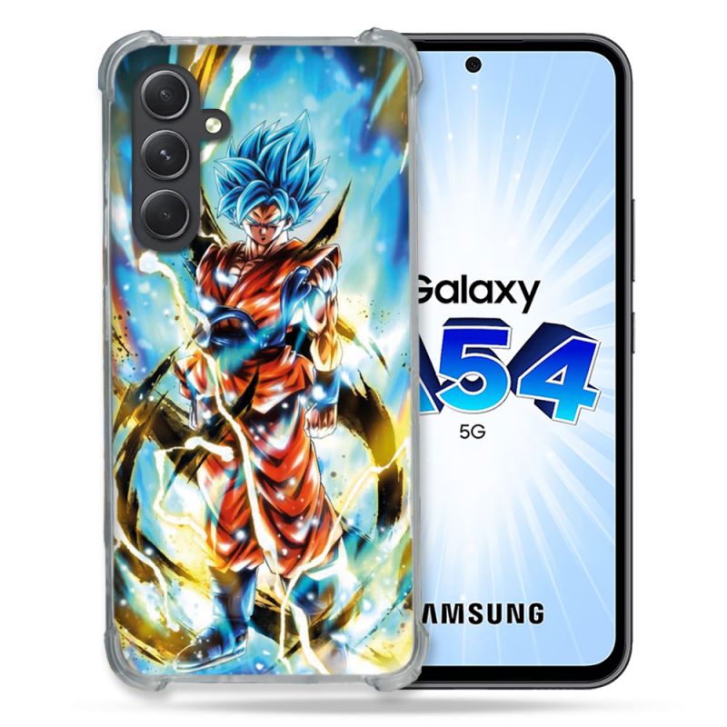 Coque Renforcée En Verre Trempé Pour Samsung Galaxy A54 5G Manga Dragon Ball Sangoku Blanc