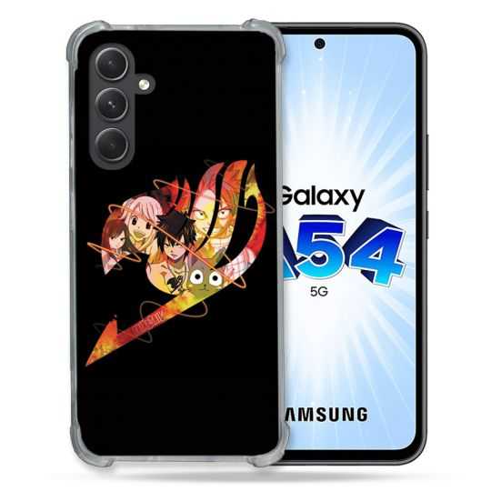 Coque Renforcée En Verre Trempé Pour Samsung Galaxy A54 5G Manga Fairy Tail Logo Noir