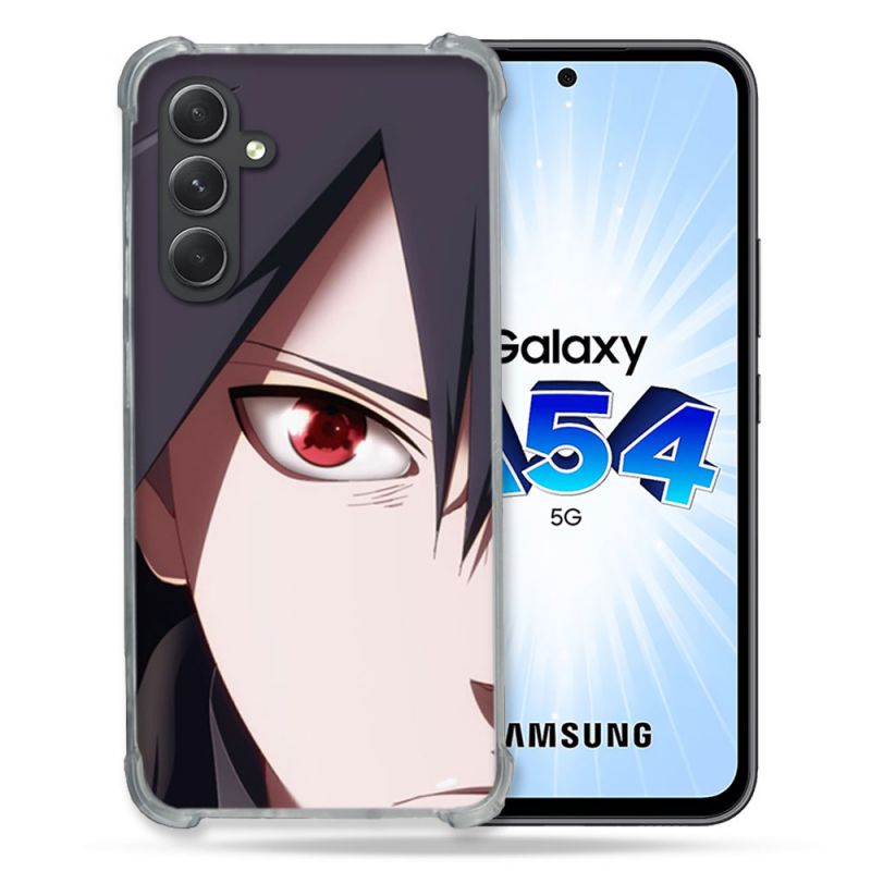 Coque Renforcée En Verre Trempé Pour Samsung Galaxy A54 5G Manga Naruto Sasuke visage