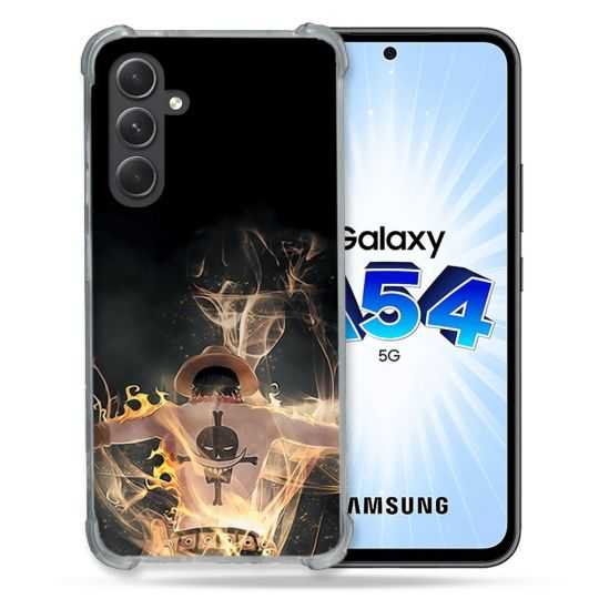 Coque Renforcée En Verre Trempé Pour Samsung Galaxy A54 5G Manga One Piece Ace Noir