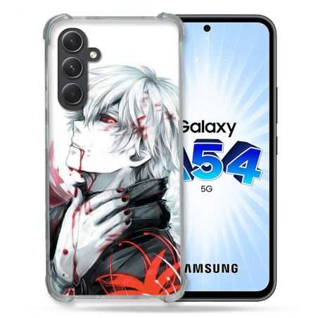 Coque Renforcée En Verre Trempé Pour Samsung Galaxy A54 5G Manga Tokyo Ghoul Kaneki Blanc
