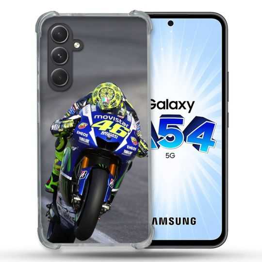 Coque Renforcée En Verre Trempé Pour Samsung Galaxy A54 5G Moto Course GP Wheeling 46