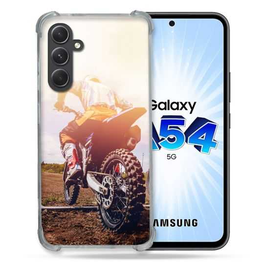 Coque Renforcée En Verre Trempé Pour Samsung Galaxy A54 5G Moto Cross Soleil