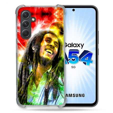 Coque Renforcée En Verre Trempé Pour Samsung Galaxy A54 5G Musique Bob Marley Color