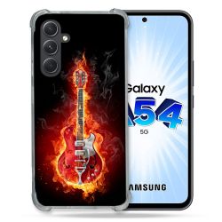 Coque Renforcée En Verre Trempé Pour Samsung Galaxy A54 5G Musique Guitare Electrique